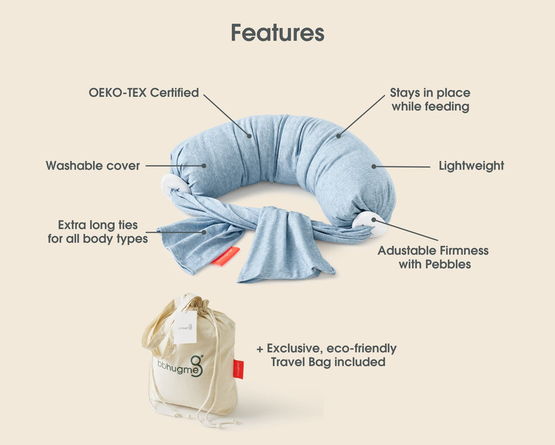 Product Features Nursing Pillow Blue Melange