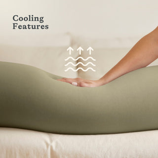bbhugme dusty olive pregnancy pillow with cooling features