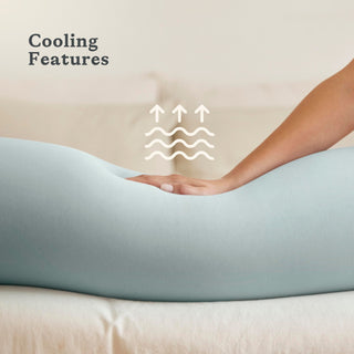 bbhugme pregnancy pillow eucalyptus with cooling features.